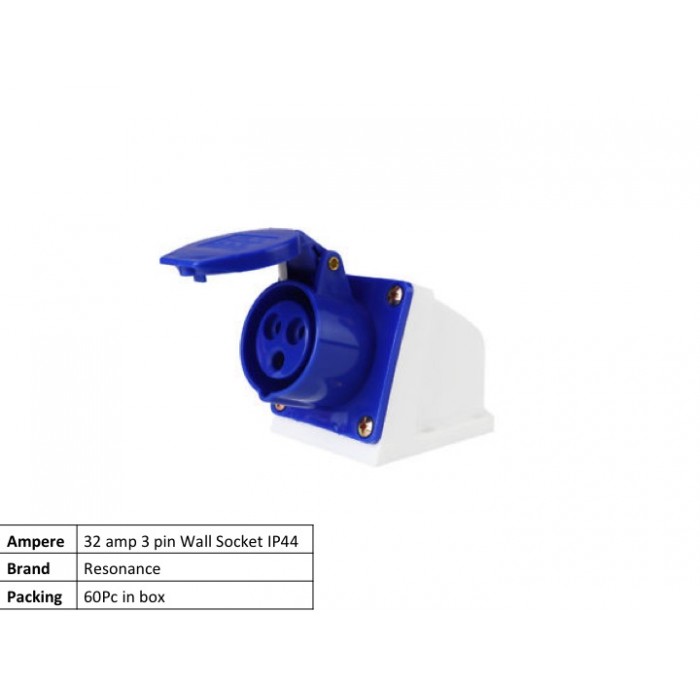 32 Amp 3Pin Wall Socket IP44